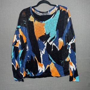 Chelsea and Theodore Printed Pullover Lightweight Knit Top w Tank Artsy Abstract